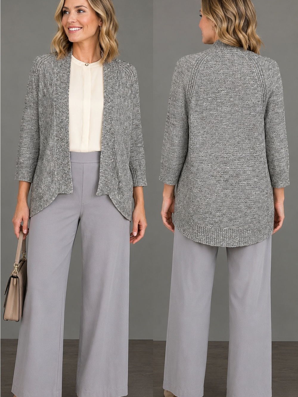 Banana Republic Gray Marled High-
Low Cardigan Size Small